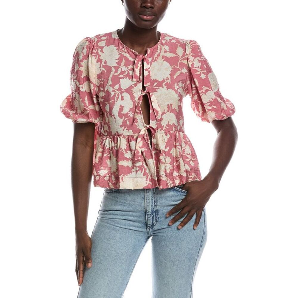 Renee C Womens  Puff Sleeve Top, Pink
